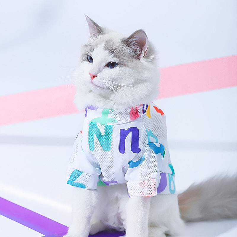 Cat Clothes Anti Hair Loss Cute VestBlue